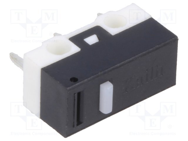 Mikropārslēdzējs bez sviras, SPDT, ON-(ON), 1A/125VAC, IP40, 12.8x5.8x6.5mm, viens kontakts