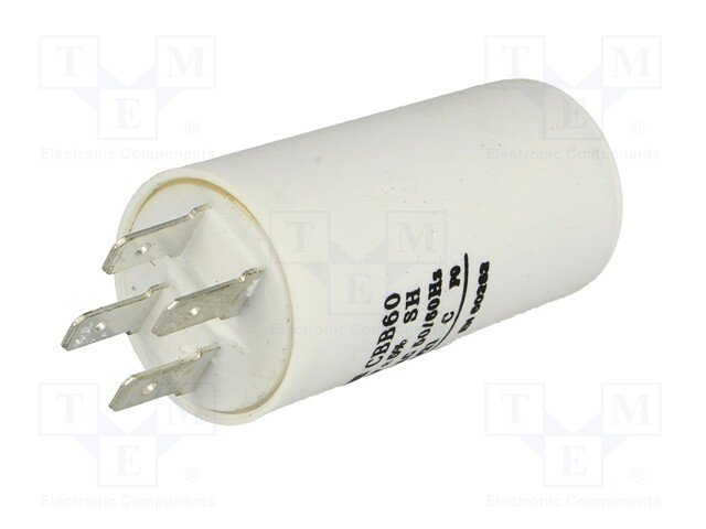 1.5/450VAC, ±5%, elektromotoru kondensators, klemes 6.3mm, 3000h, Ø30x60mm