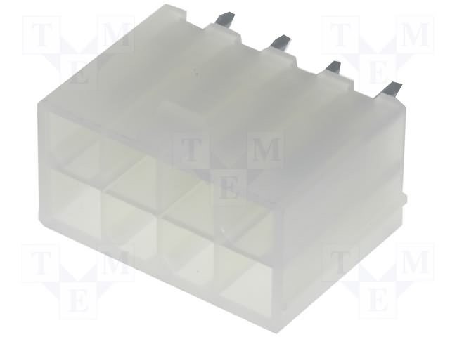 8pin(2x4), "papa", 4.2x4.2mm, THT, "Mini-Fit® serija, 9A/600V, taisns