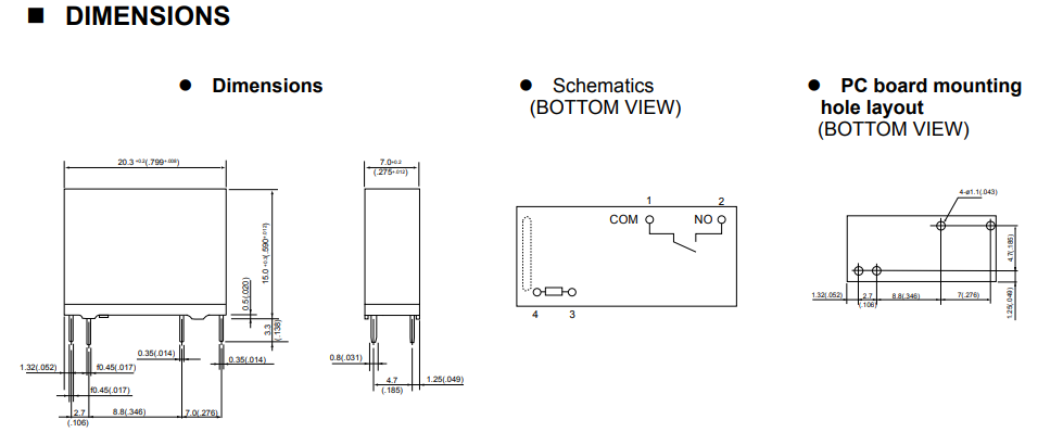 Relejs DC24V, SPST-NO, 5A/250VAC, 5A/30VDC, 2880R(8.3mA), viens kontakts uz saslēgšanu, 20.3x7.0x15mm, FUJITSU