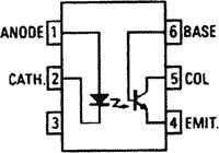 H11D1 Optrons, izeja fototranzistors, Uinsul:5.3kV, CTR at IF = 10 mA, BVCER = 10 V: ≥ 20 %, DIP6