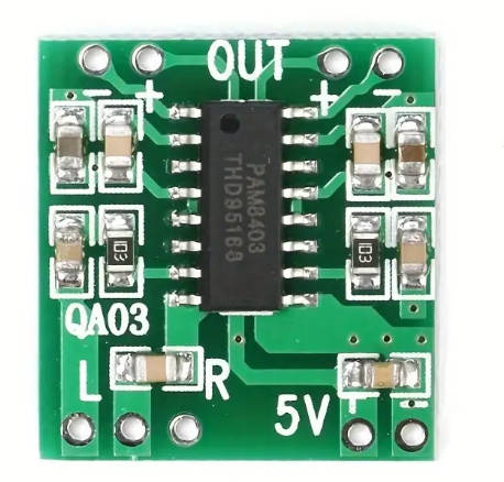 Modulis: audio, jaudas pastiprinātājs, stereo, 2x3W(4R), 2.5...5.5VDC, 19x21x3mm, PAM8403
