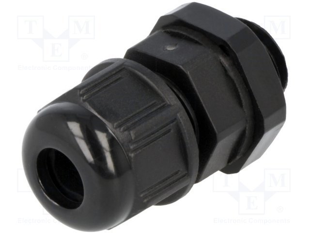 Kabeļu ievade 3...6.5mm, IP68, -40...100°C, poliamids, M12, melnā krasa