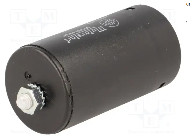 80.0/250VAC, ±10%, elektromotoru kondensators, klemes 6.3mm, M8, 6.3mm, Ø45.5x84mm