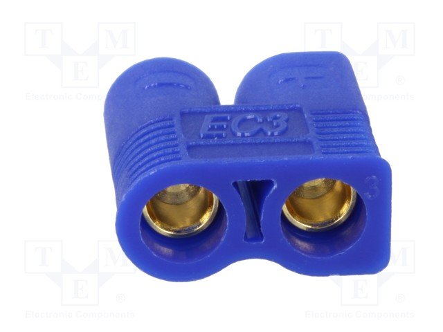 2Pin, EC3, "papa", lodējama vadam, 500V, 25A, 12AWG(3.31mm2), zila krasa, gold flash