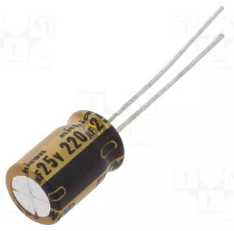 220/25V, -40...85°C, Ø8x11.5mm, ±20%, kondensators elektrolitiskais, Serija FW, AUDIO, 2000h, NICHICON