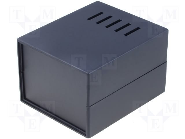 Plastmasas korpuss, 90x110x68mm, polistirens, melnā krasa, ar ventilāciju
