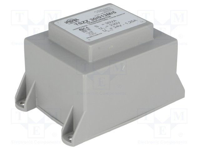 Transformators 220V=>24V, 1250mA, 30VA, 63.6x53.6x47.2mm