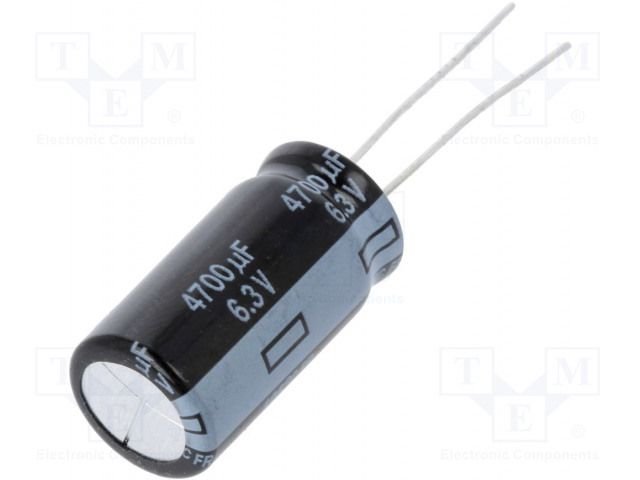 560/50V, 105C, Ø12.5x25mm, ±20%, Kondensatori zemas induktivitātes 0.018R, 10000h, PANASONIC, ar lokaniem izvadiem