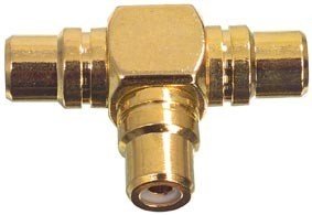 3RCA ligzda savienotajs, T-veida GOLD