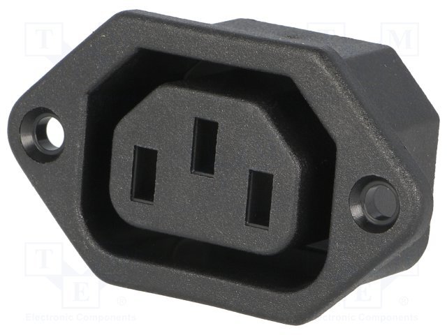 Tikla ligzda, 250VAC, 10A, C13(F), ar 2 skrūvēm, šasijai