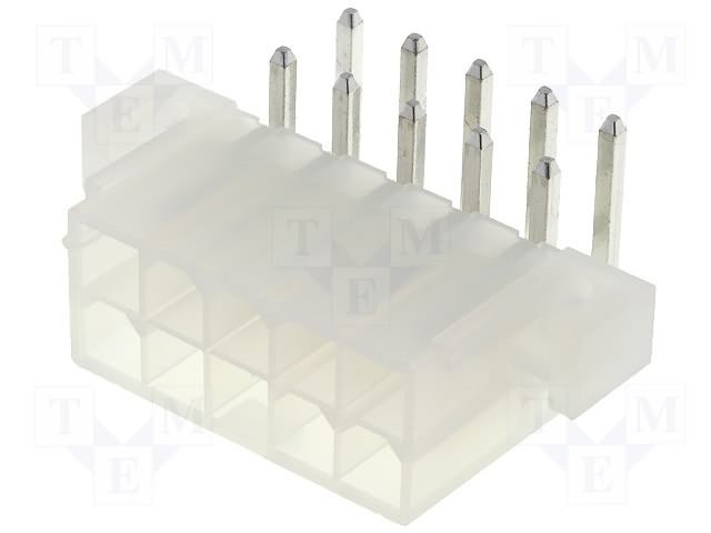 10pin(2x5), "papa", 4.2x4.2mm, THT, "Mini-Fit® serija, 9A/600V, leņķisks 90°