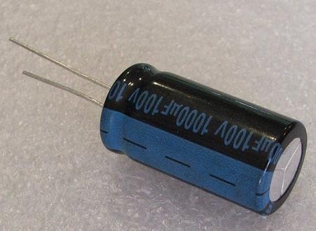 1000/100V 105C, Ø18x35.5mm, ±20%, Kondensators elektrolītisks, 2000h, JAMICON, ar lokaniem izvadiem