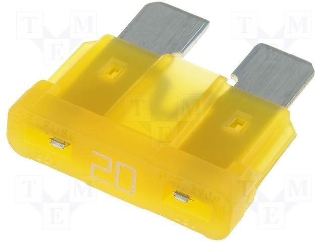Drošinātājs auto standarta 20A, 32V, 19 x 18.8 x 5.1mm