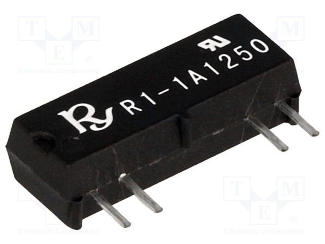 Herkona relejs, 12V(9-20V),  SPST-NO, 1A/250V, viens kontakts(AgCdO), 19x5x7mm