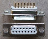 15PIN D-SUB, ligzda, gold, PCB type