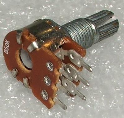 50K stereo, 13x8mm, solis=3.5mm, potenciometrs lineare atkarībe PCB veida