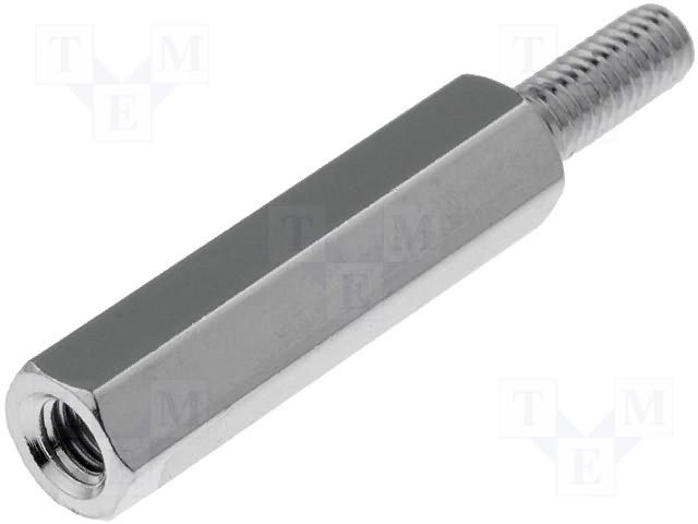 Distancers L=20mm, M3 iekšeja vitne- M3 areja vitne, misiņš