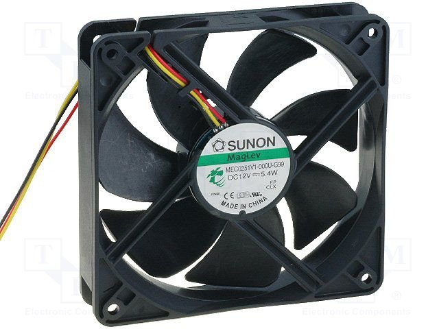 120x120x25mm, DC12V, MagLev, 183.83m3/h, 44.5db, 3100RPM, 5.4W, Ventilators ar 3 vadiem, tips F