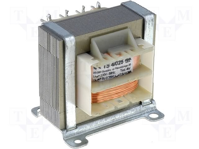 Transformators 220V=>2x7.5V, 2x260mA, 4VA, 42x34x34mm