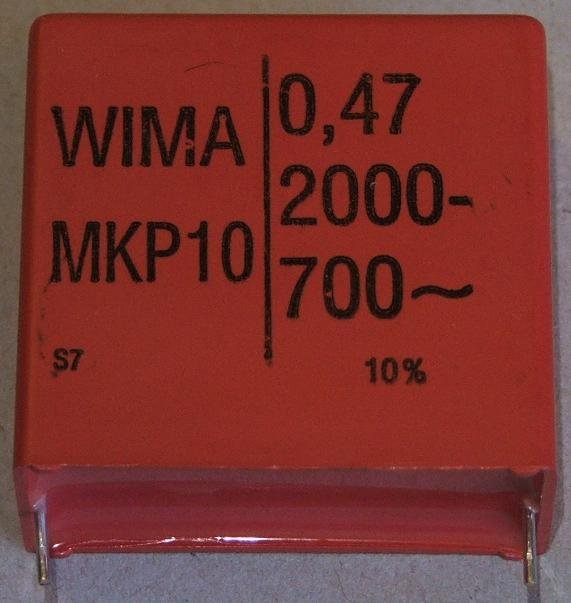 470nF/2000VDC, 700VAC, ±20%, polipropilēns kondensātors 37.5mm, 20x39.5x41.5mm, WIMA
