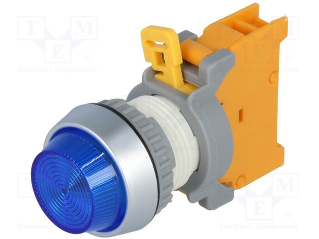 Indikāciju lampiņa uz paneļa, BA9S, zila, 22mm, IP65, lampiņa ir pasūtāma atsevišķi