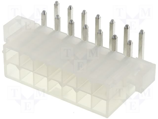 14pin(2x7), "papa", 4.2x4.2mm, THT, "Mini-Fit® serija, 9A/600V, leņķisks 90°