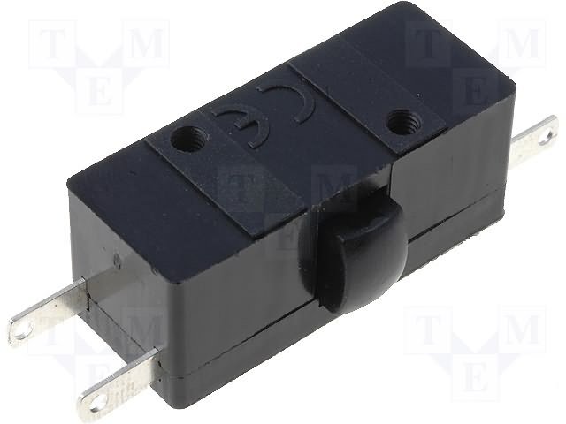Mikropārslēdzējs bez sviras, SPST-NO + SPST-NC, ON-(ON), 1.6A/400VAC, IP40, 32x13x13.5mm, taisns, 2 kontakti