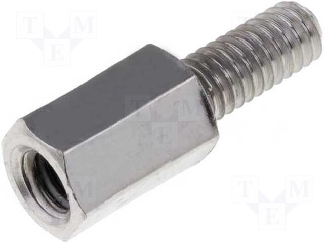 Distancers L=6mm, M2.5 iekšeja vitne- M2.5 areja vitne, misiņš