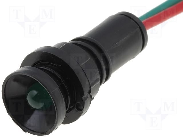 Gaismas diožu lampiņa 12..24V, 5mm, zaļa krasa