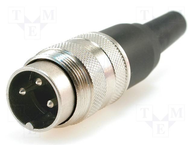 3Pin rūpņiecības savienotājs uz vadu "papa" dakša, 5A/300V, IP40, Ag, apaļš, serija C091A