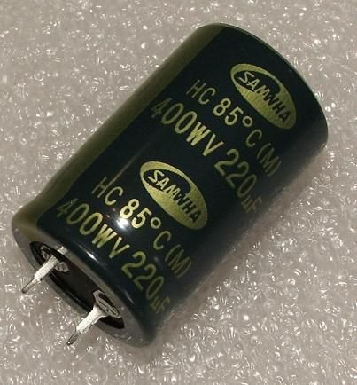 220/400V, 85C, Ø25x40mm, ±20%, Kondensators elektrolītisks, 2000h, SNAP-IN, SAMWHA