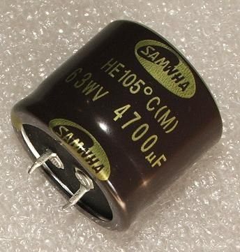 4700/63V, 105C, Ø35x30mm, ±20%, Kondensators elektrolītisks, 2000h, SNAP-IN, SAMWHA