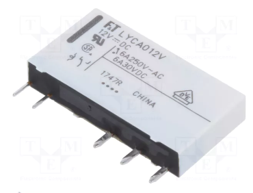 Relejs DC12V, SPDT, 6A/250VAC, 6A/24VDC, 847R(14mA), viens kontakts uz pārslēgšanu, 28x5x15mm, FUJITSU