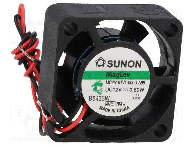 25x25x10mm, DC12V, MagLev, 5.95m3/h, 23dBA, 13000RPM, 0.69W Ventilators