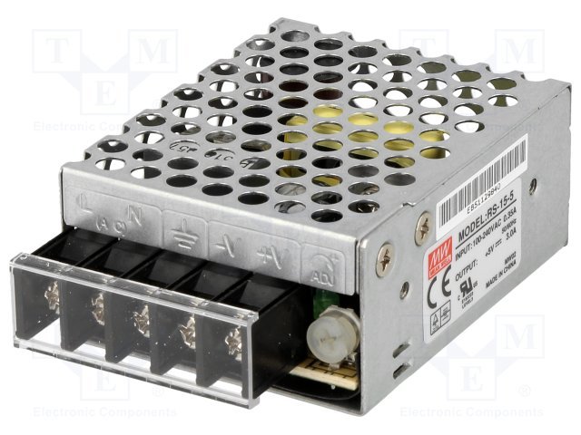 Barošanas bloks 220V=>5V(4.75...5.5VDC), 3A, 15W, 62.5x51x28mm, 0.13Kg, modulis