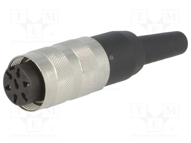 7Pin rūpņiecības savienotājs uz vadu "mama" dakša, 5A/300V, IP40, Ag, 360grad., apaļš, serija C091A, Pēc iepriekšēja pasūtījuma