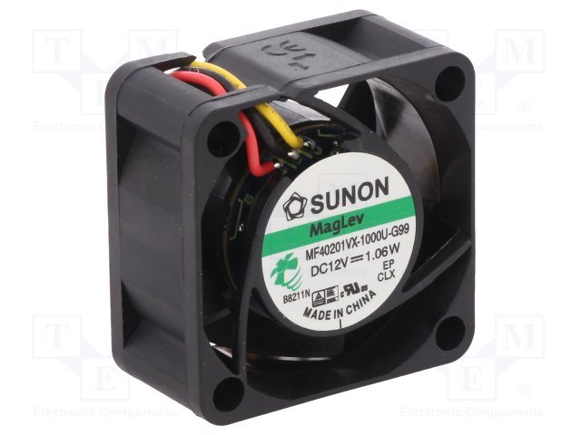40x40x20mm, DC12V, MagLev, 18.25m3/h, 27.5dBA, 8000RPM, 0.96W, Ventilators ar deveju tipa F