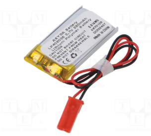 Akumulators Li-pol, 3.7V/220mAh, divi izvadi, 4.0x20x36mm