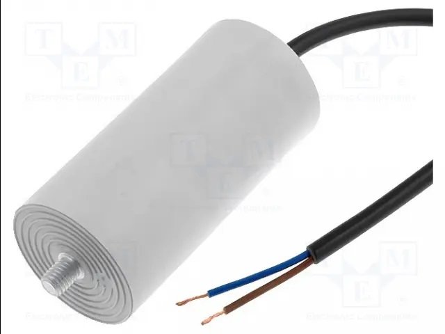 25.0/425VAC+cable elektromotoru kondensators, ±5%, Ø40x92mm, M8, 10000h, DUCATI ENERGIA