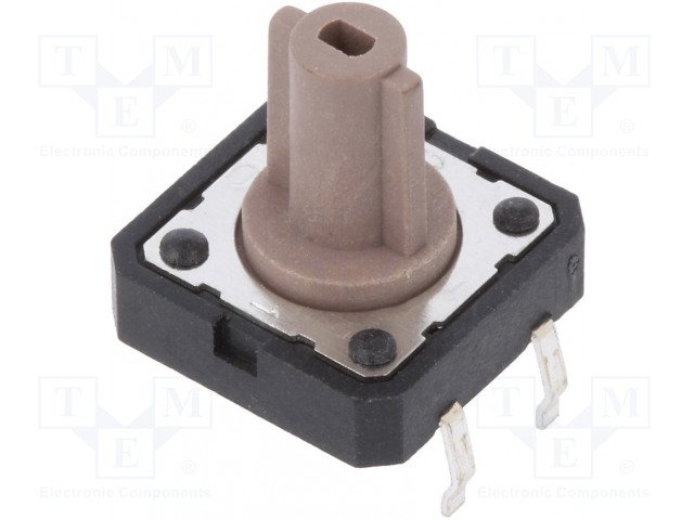 Mikroslēdzejs horizontāls, SPST-NO, OFF-(ON), 0.05A/12VDC, THT, 12x12x4mm, 1.8N, L=8mm