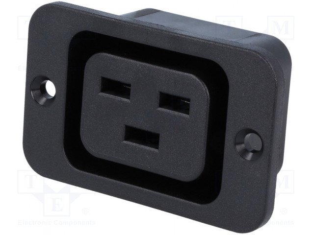 Tikla ligzda, 250VAC, 16A, C19(J), IEC60320, ar skrūvējams, šasijai