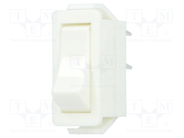 Taustiņslēdzis SPST, ON-OFF, 16A/250VAC, 14x32mm, bēz apgaismošanai, balts korpus, ar fiksāciju, BULGIN