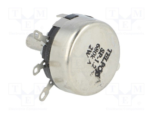 680K, 2W, ±20%, karbona potenciometrs, Dass 6.0mm, Lass=11mm, Ø29x16mm, 255°, TELPOВ