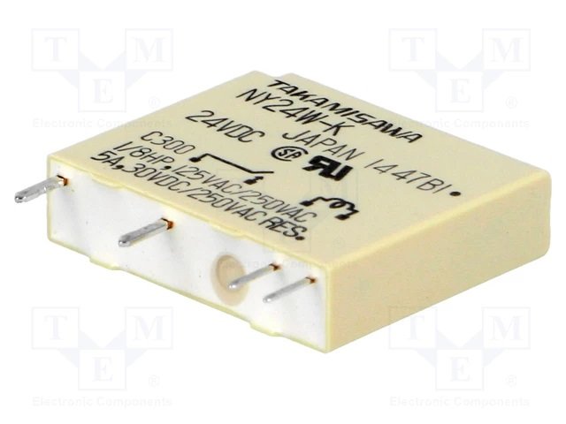 Relejs DC24V, SPST-NO, 5A/250VAC, 5A/30VDC, 4.8kΩ(5mA), viens kontakts uz saslēgšanu, 20.1x5x17.5mm, FUJITSU