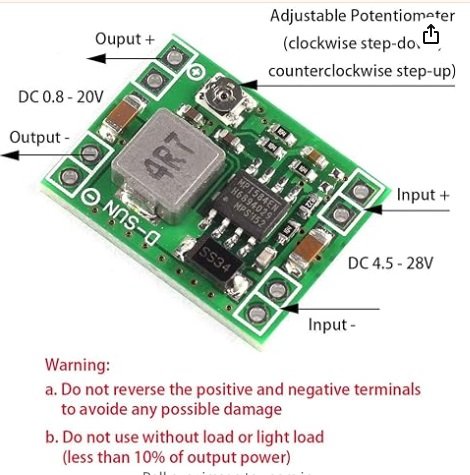 Modulis: Pārveidotājs, step down, Uie=4.5V-28V, Uiz=0.8V-20V, 3A, 80..96%, 22x17x4mm, MP1584EN
