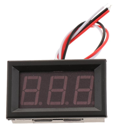 Modulis: Ciparu voltmetrs(sarkana), U=0...100VDC, 48x29x25mm, barošana DC4.5V-30V