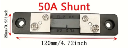 Modulis: Ciparu voltmetrs(sarkana)/ampērmetrs(zila), U=0...100VDC, I=0...50A, ar šuntu, barošana 4...30VDC, 48x29x25mm