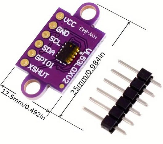 Modulis: Lāzeru tālmērs (attāluma mērītājs), 12.5x25x3mm, 2.8...5VDC, I2C
