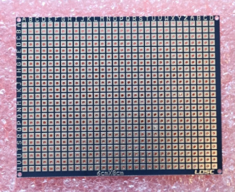 Maketēšanas plate, divpusēja ar caurumu metalizāciju, 60x80mm 690pin, stikltekstolits FR4, solis 2.54mm, 0.4mm